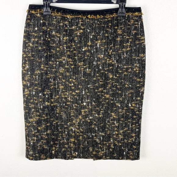 ELIE TAHARI Virgin Wool Alpaca Mohair Blend Lined Tweed Skirt, Size 10 - Picture 1 of 8